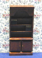 Dollhouse Miniature Mahogany Bookcase with Books